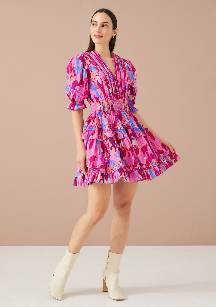 PENNY DRESS-PINK PAINT BURST