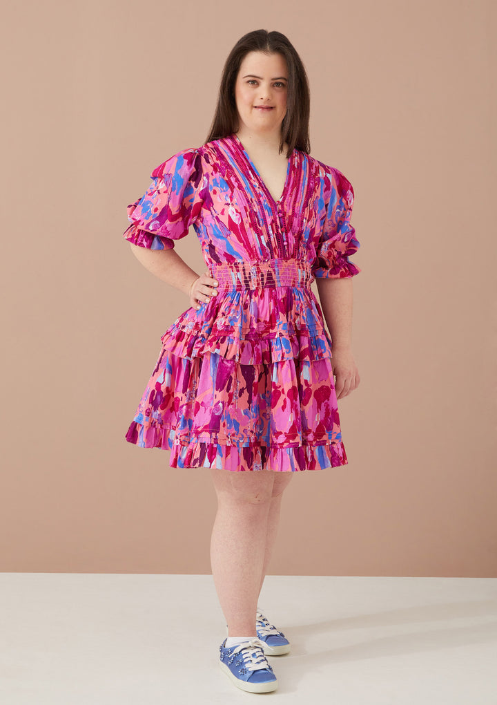 PENNY DRESS-PINK PAINT BURST