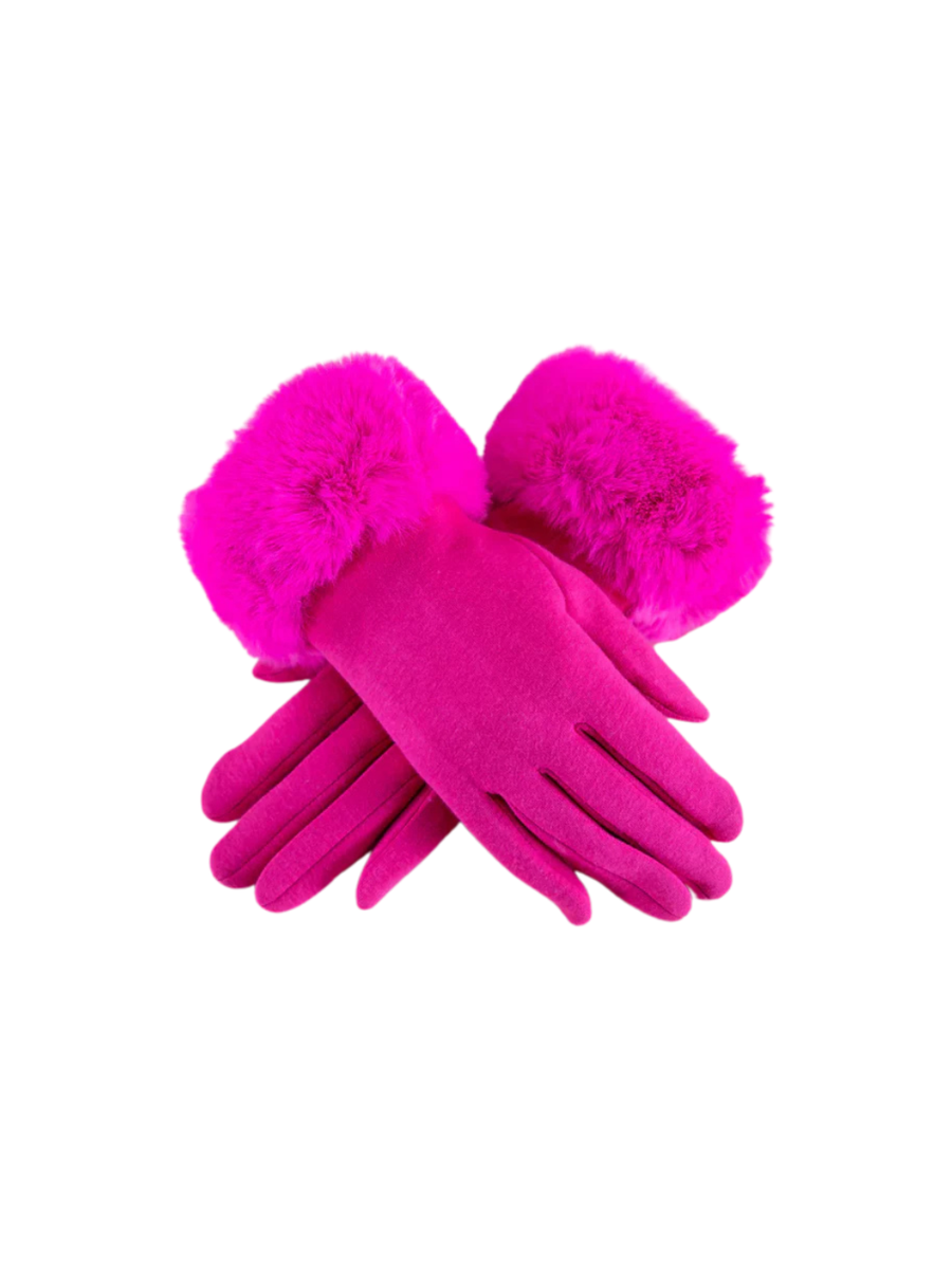 Pink Fur Cuff Gloves
