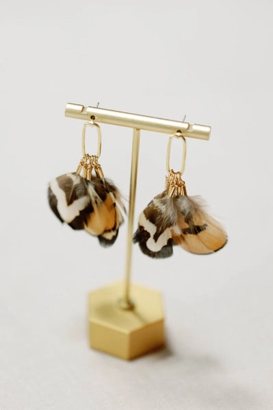 QUAIL FEATHER FALL STATEMENT TASSEL EARRINGS