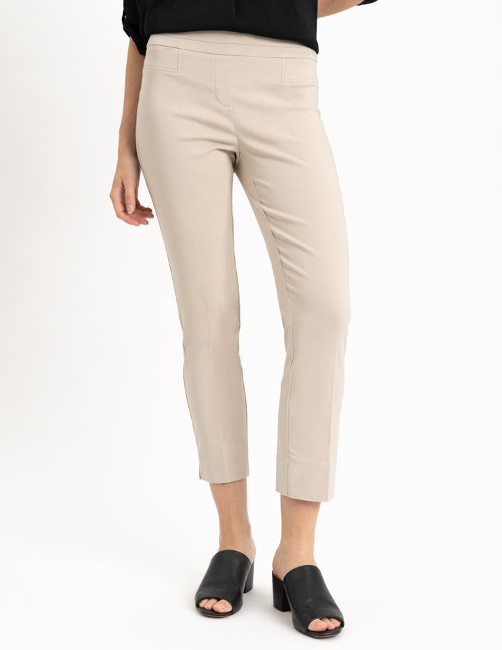 light beige pull on cigarette ankle pant