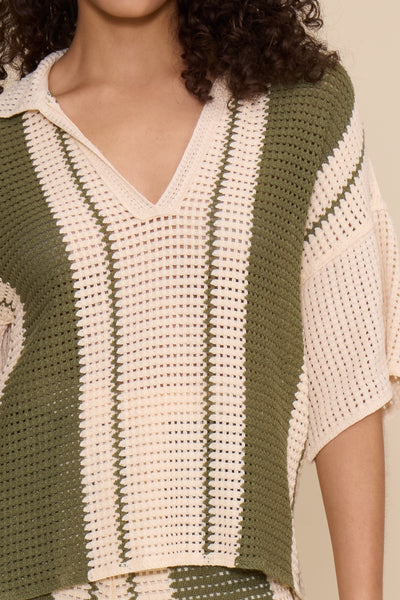 ROBBIE CROCHET TOP-OLIVE CREAM