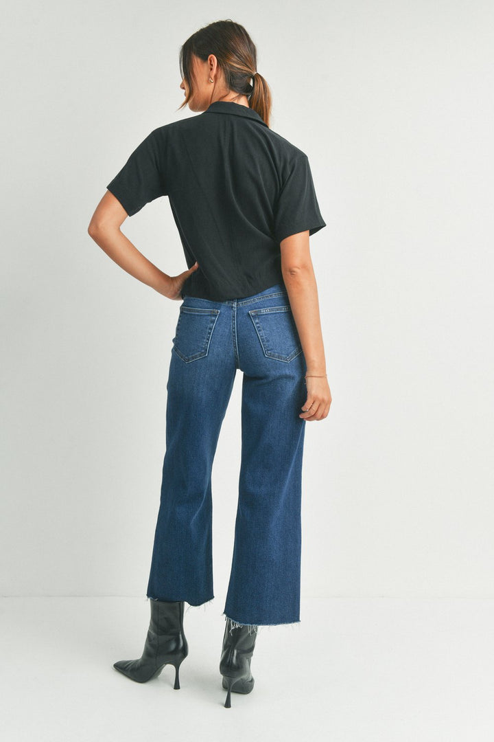 THE SLIM WIDE LEG-DARK DENIM