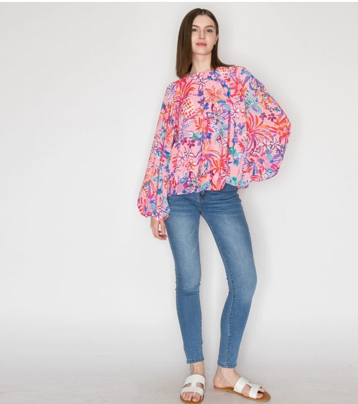 ABSTRACT PRINTED BLOUSE-MULTI