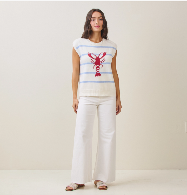 STRIPED LOBSTER SWEATER-CREAM