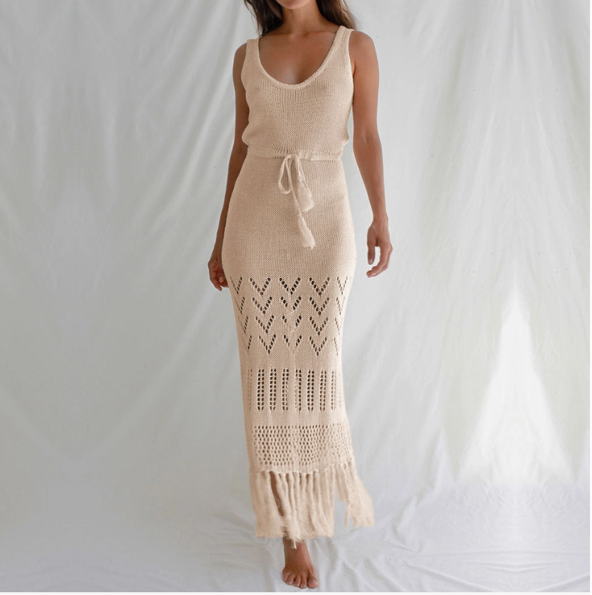 HOLLOW OUT TASSEL COVER UP-APRICOT