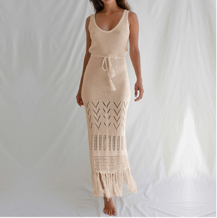 HOLLOW OUT TASSEL COVER UP-APRICOT
