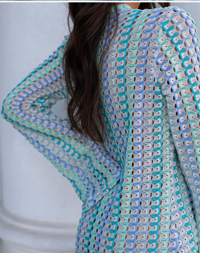 CROCHET SWIM COVERUP-SKY BLUE