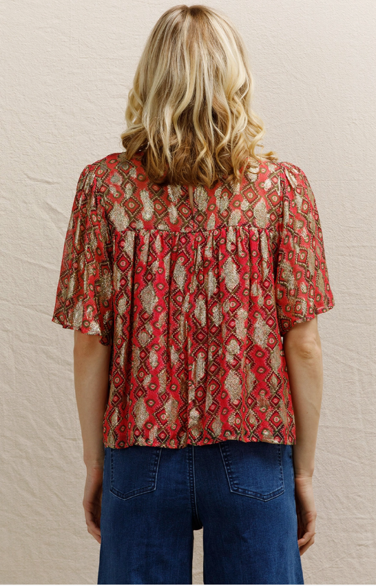 LUREX SPOTTED BLOUSE-PINK/MULTI