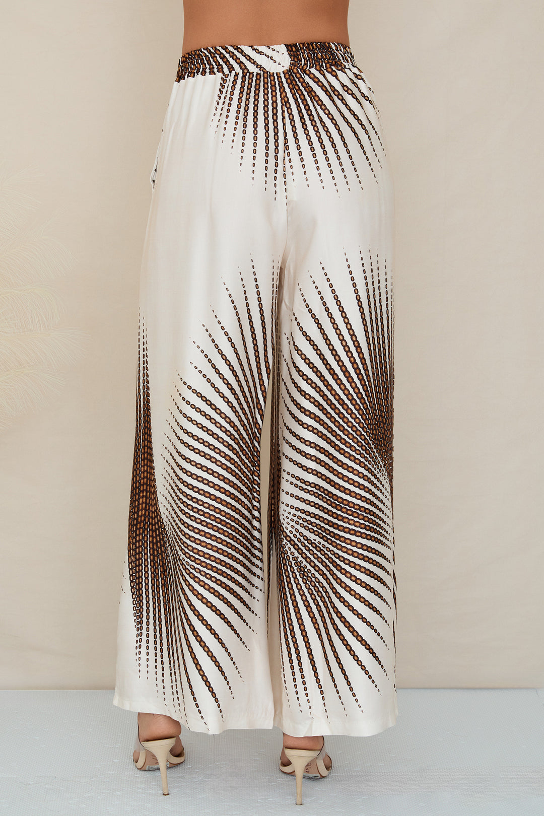 SUNBURST PRINT PANTS-CAMEL