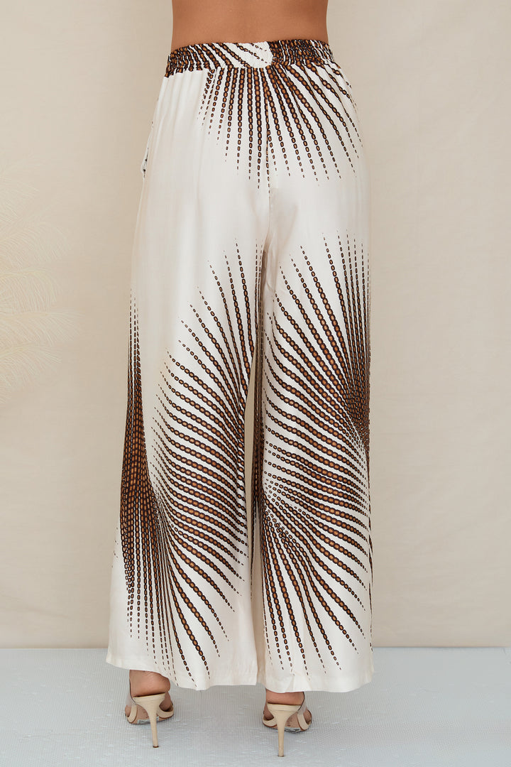SUNBURST PRINT PANTS-CAMEL
