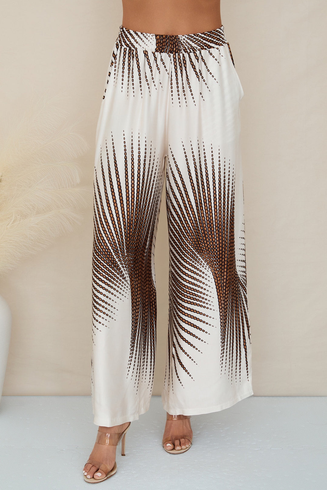 SUNBURST PRINT PANTS-CAMEL