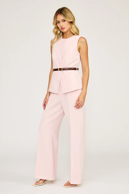 ANNA BELTED VEST-PINK