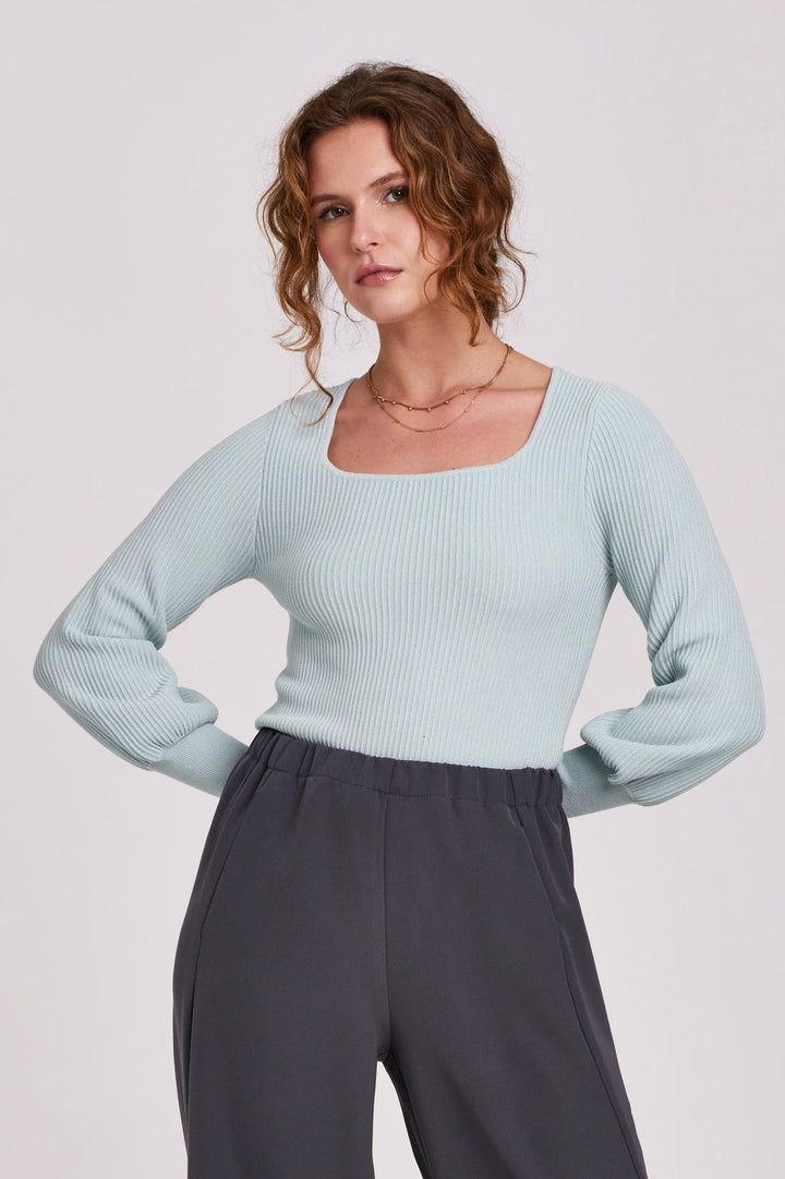 LINCOLN RIBBED TOP-TRANQUIL BLUE