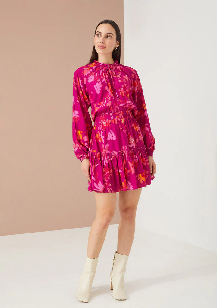 VITA DRESS MAGENTA MARBLE FLORAL