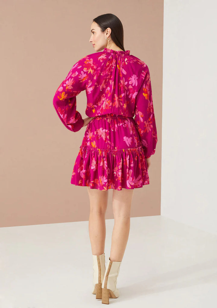 VITA DRESS MAGENTA MARBLE FLORAL