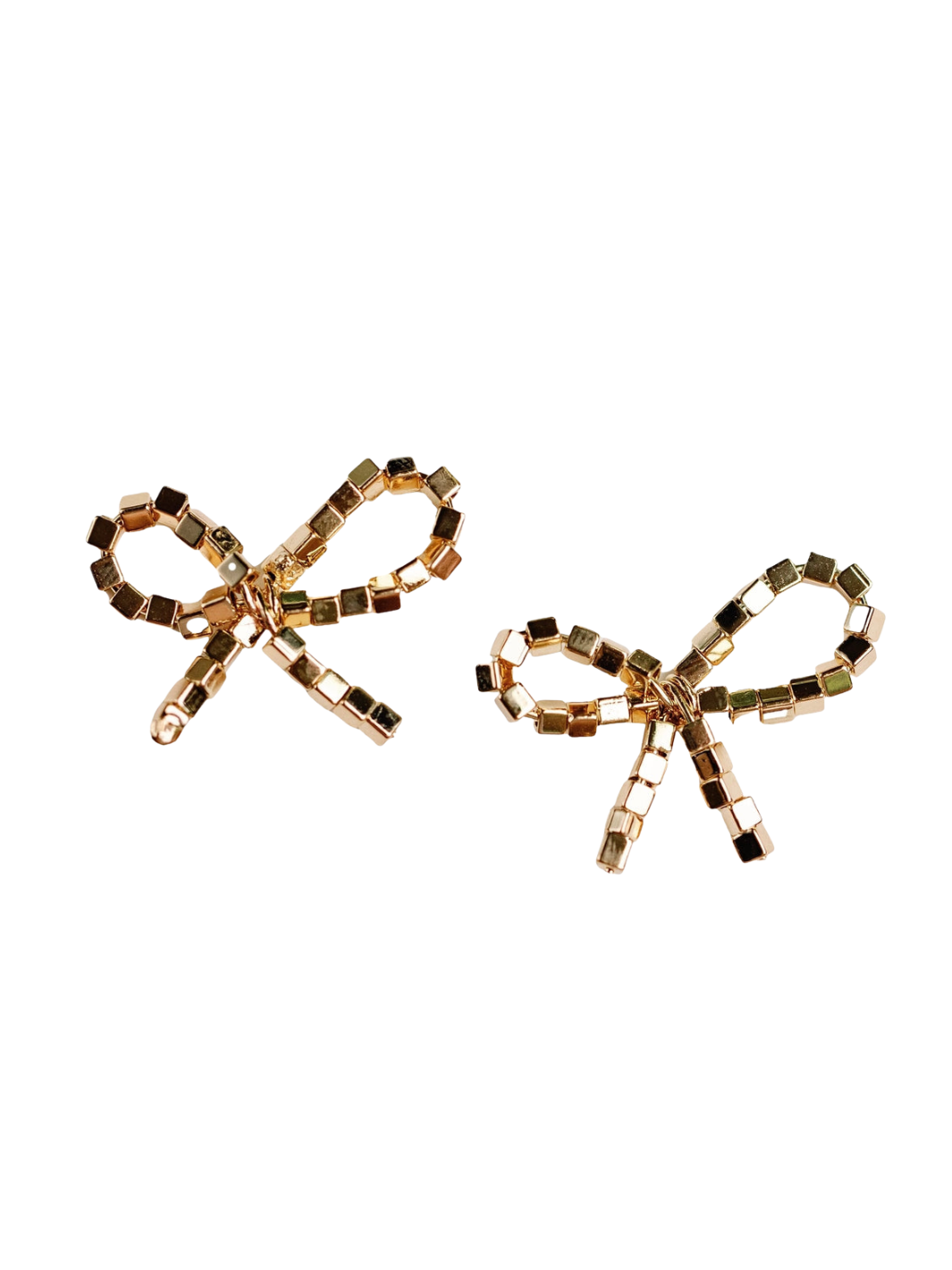 MINI GOLD BEADED HOLIDAY BOW EARRINGS