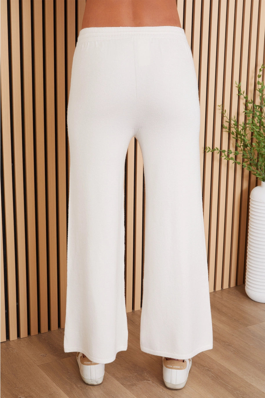 KNIT STRAIGHT LEG PANT WITH POCKETS-IVORY