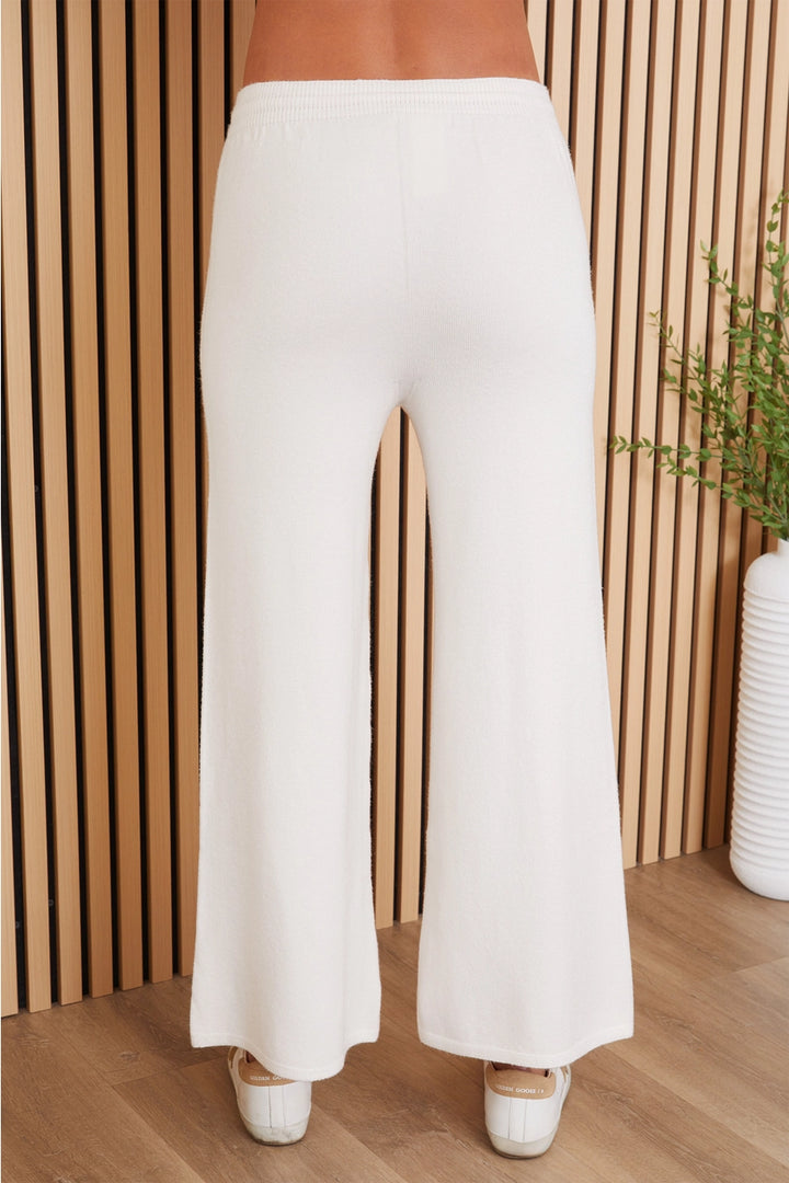 KNIT STRAIGHT LEG PANT WITH POCKETS-IVORY