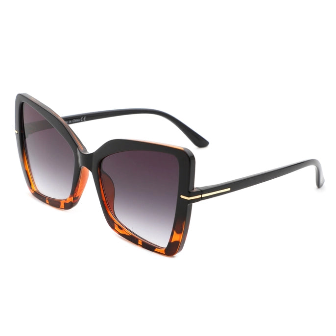 OVERSIZED BUTTERFLY CAT EYE SUNGLASSES-BLACK/TORTOISE