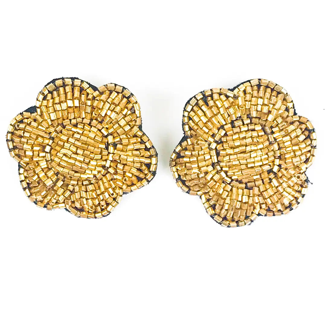 GOLD FLOWER STUD EARRINGS