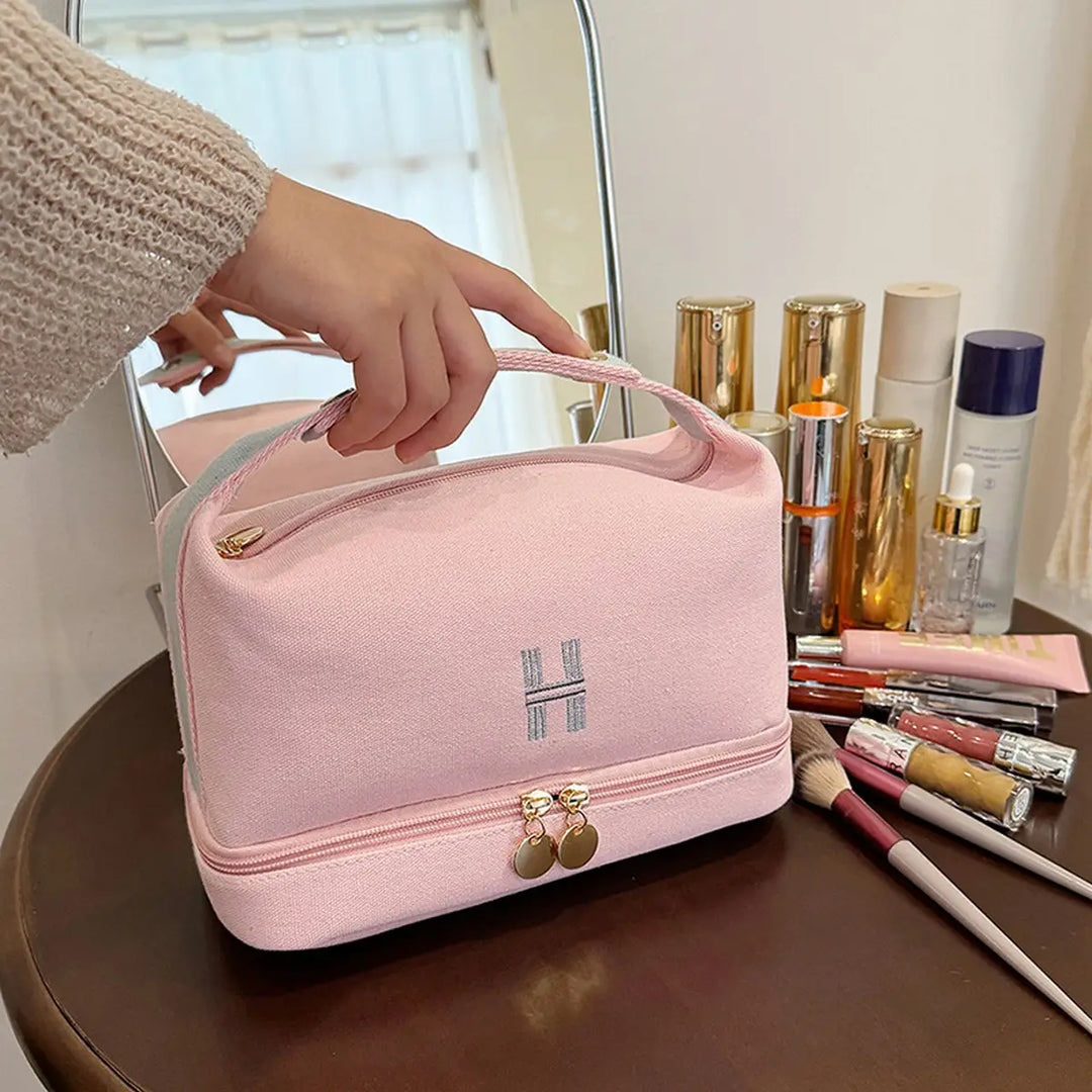 LARGE CANVAS MAKEUP BAG-PINK