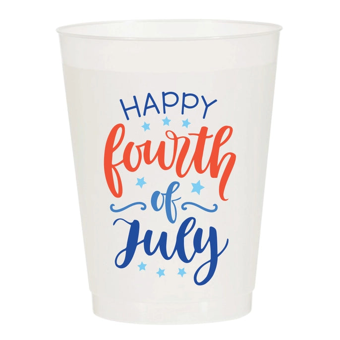HAPPY FOURTH OF JULY FROSTED PARTY CUPS-PATRIOTIC