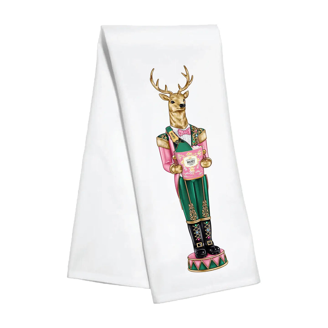 HOLIDAY CHAMPAGNE REINDEER KITCHEN TOWEL