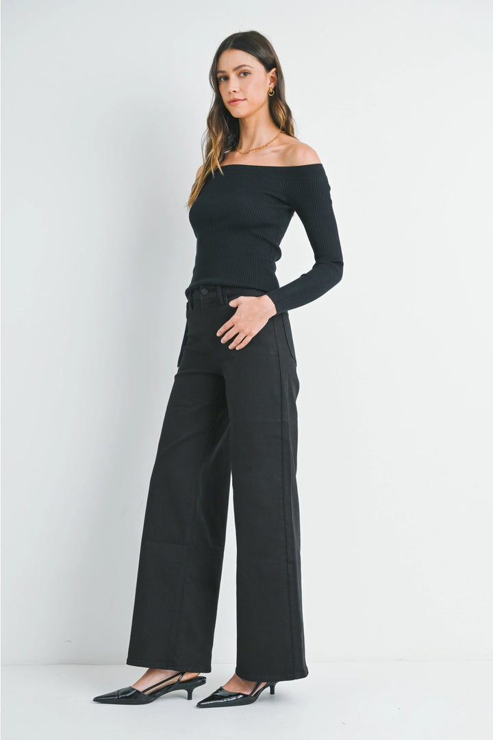 HIGH RISE PALAZZO WIDE LEG-BLACK