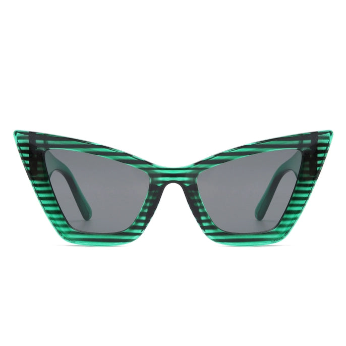 RETRO SQUARE HIGH POINTED CAT EYE SUNGLASSES-GREEN