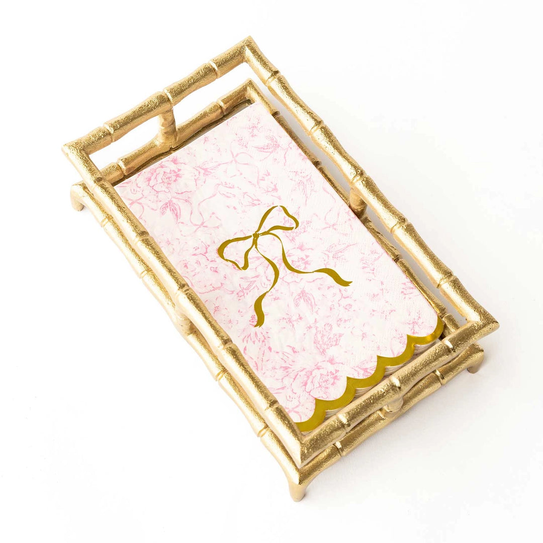 PINK BOW TOILE GUEST TOWELS