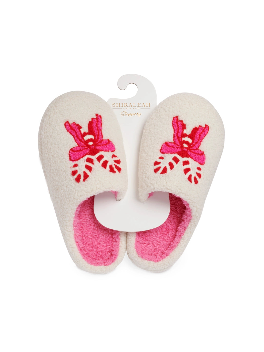 CANDY CANE SLIPPERS-IVORY/RED