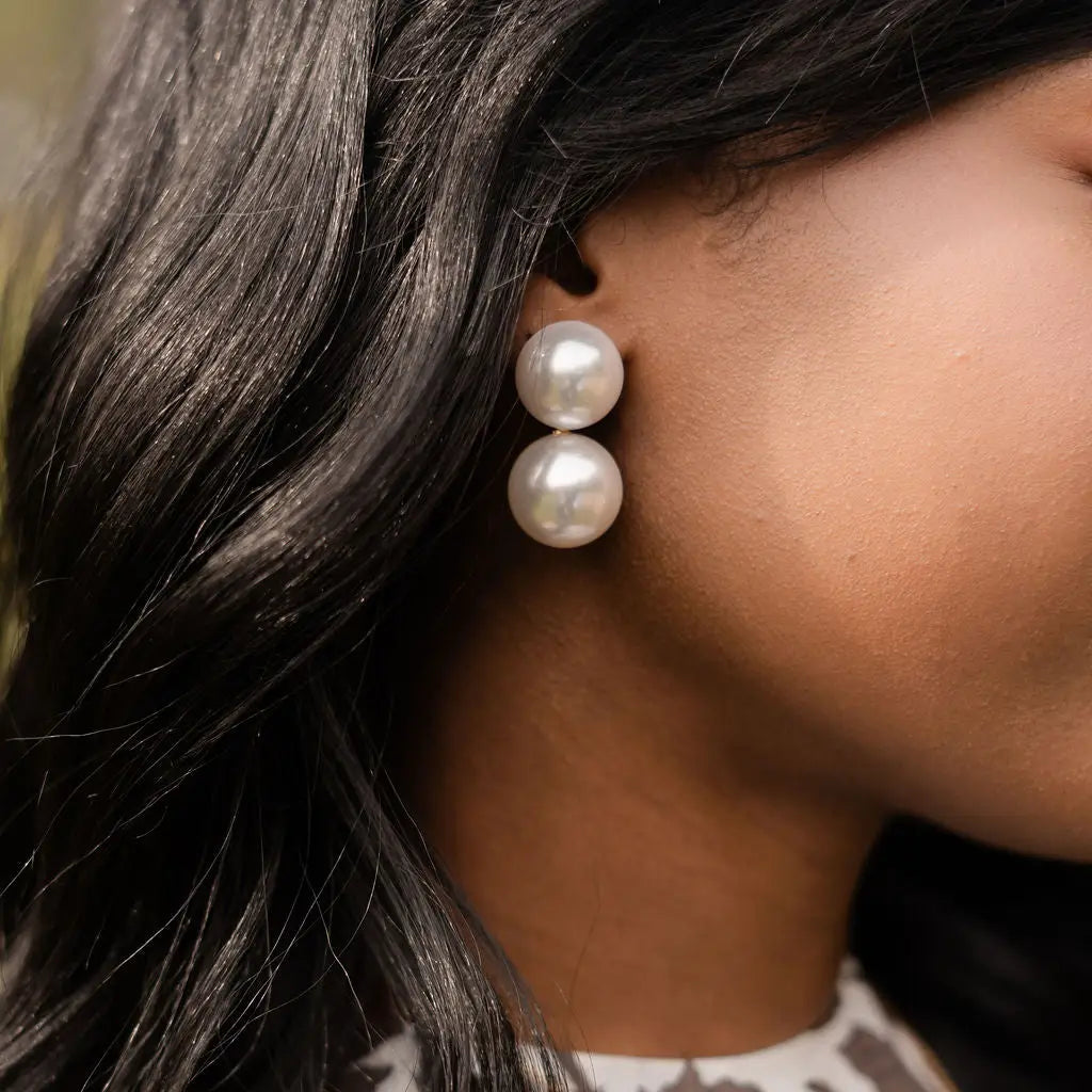 FRANCES LARGE DOUBLE PEARL EARRING-WHITE