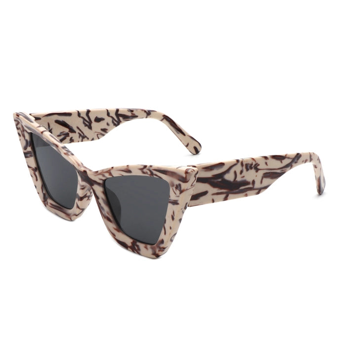 RETRO SQUARE HIGH POINTED CAT EYE SUNGLASSES-PINK TORTOISE