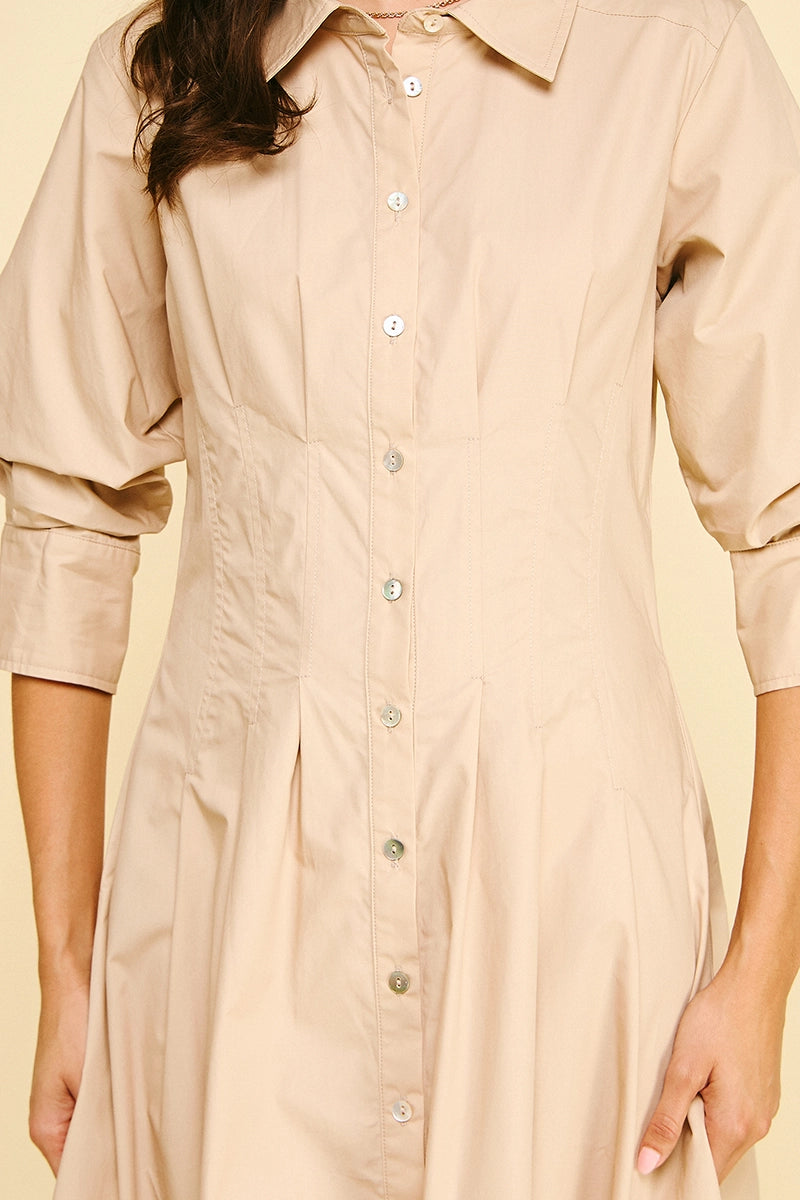 TUCK DETAIL MAXI DRESS-OAT