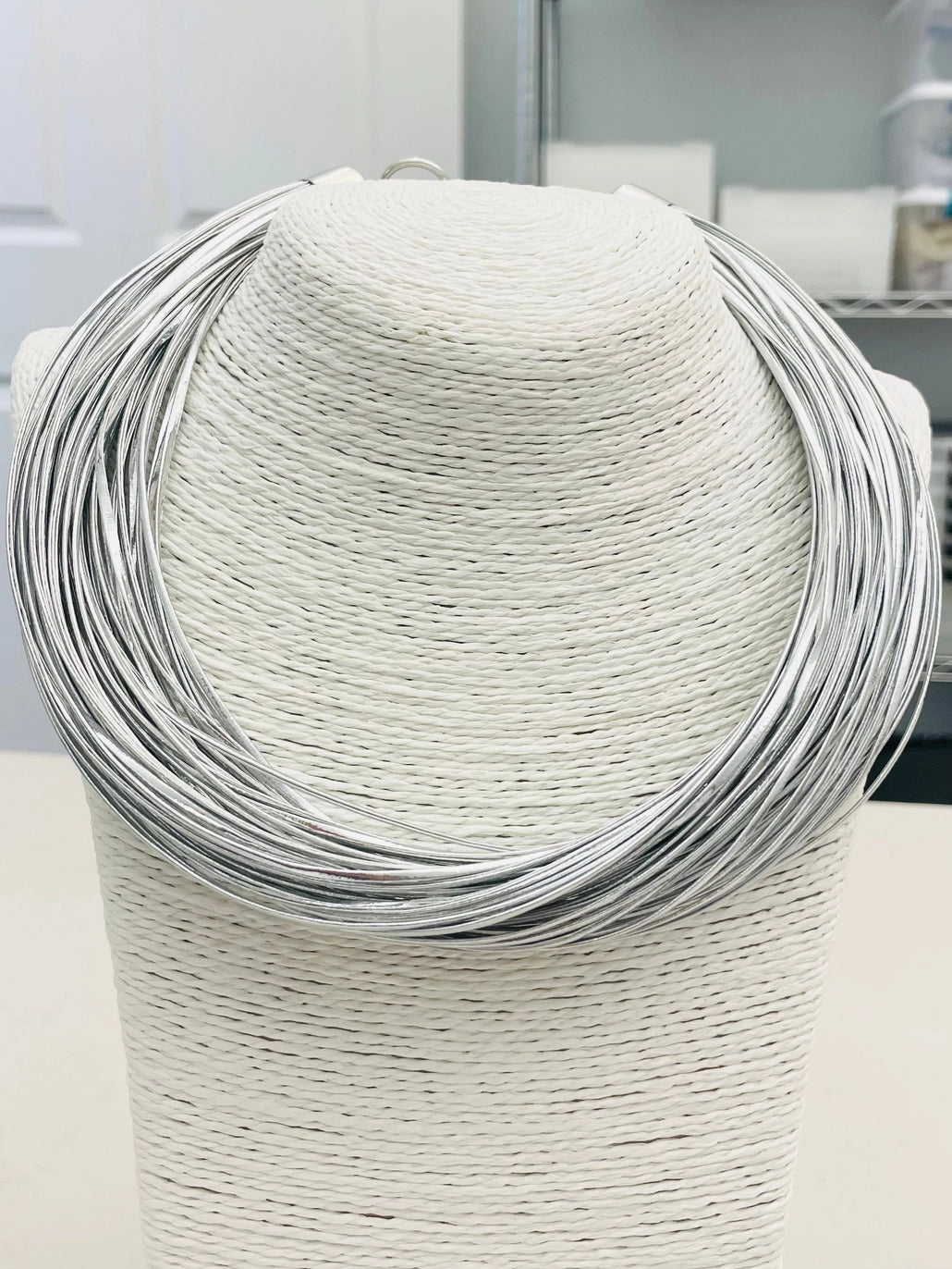 LEATHERETTE STRAND NECKLACE-SILVER