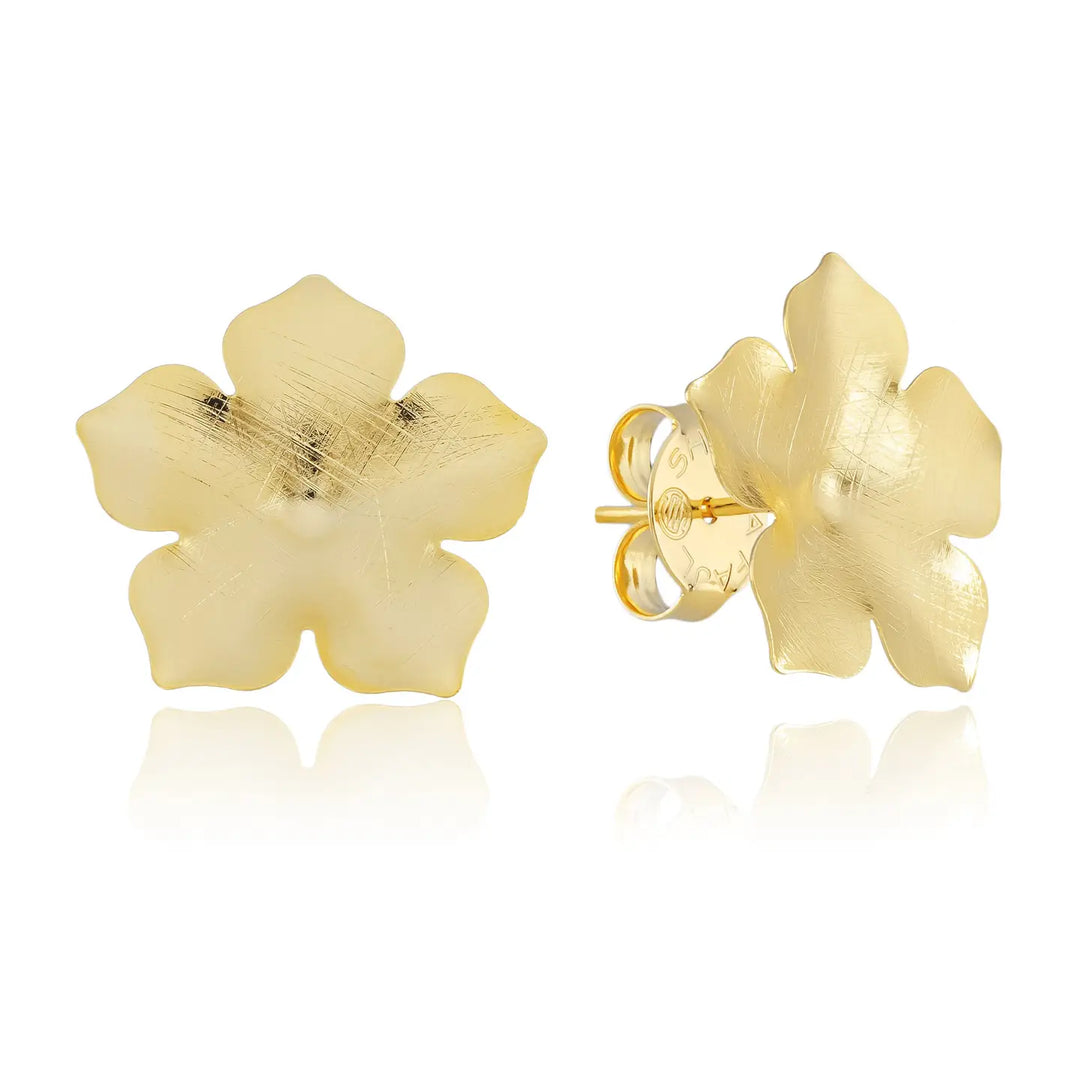 FORGET ME NOT FLOWER STUDS-BRUSHED 18K GOLD PLATED