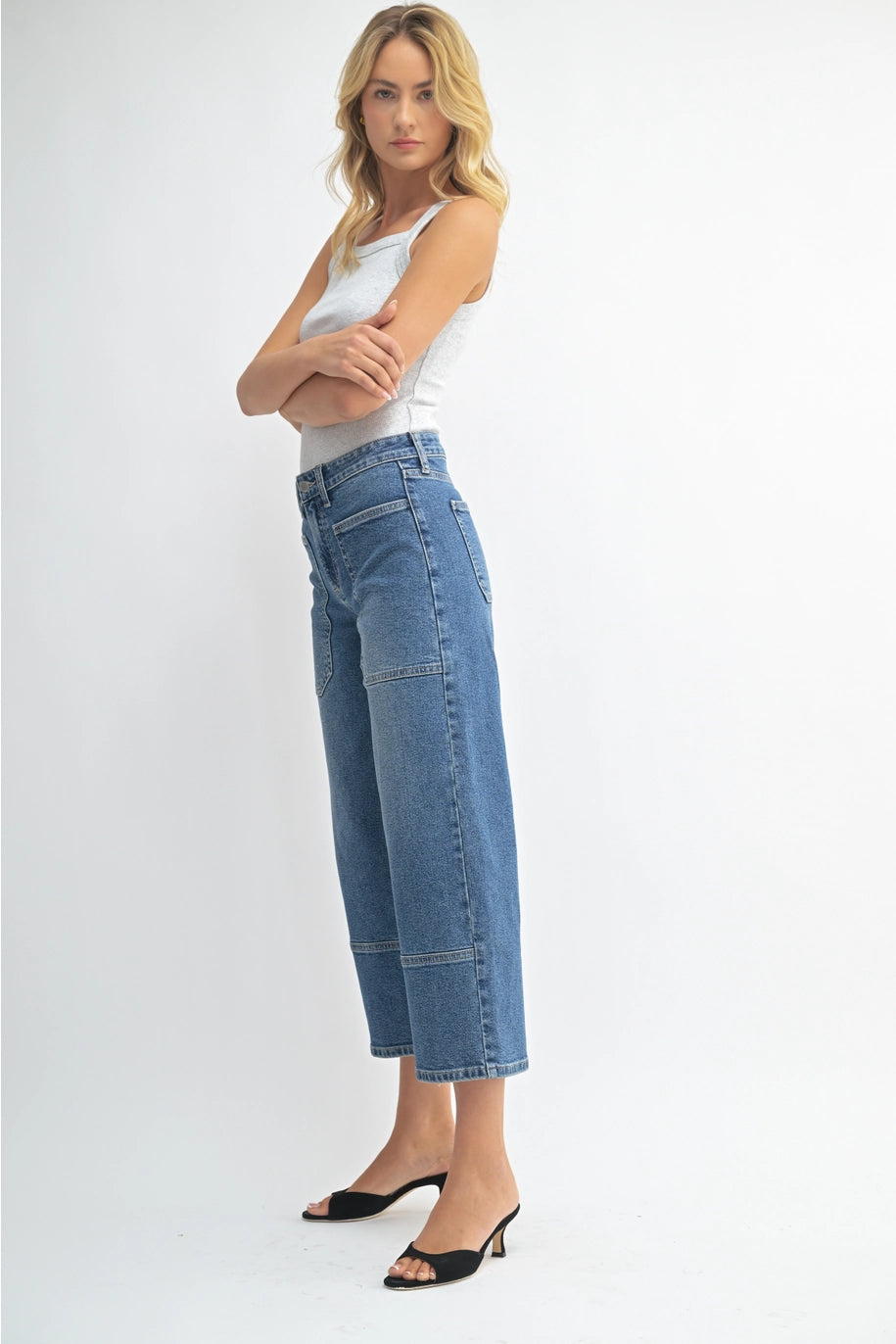 MILA HIGH RISE CROPPED WIDE LEG-MEDIUM DENIM