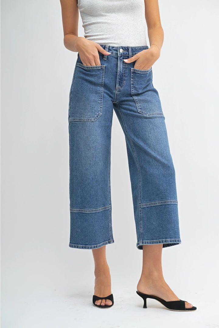 MILA HIGH RISE CROPPED WIDE LEG-MEDIUM DENIM