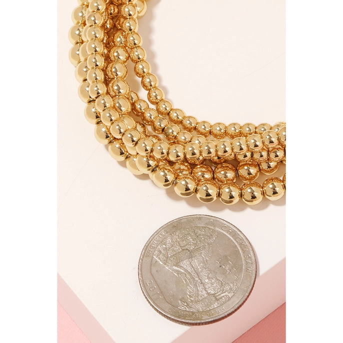 GOLD DIPPED BALL BEAD BRACELET SET-GOLD