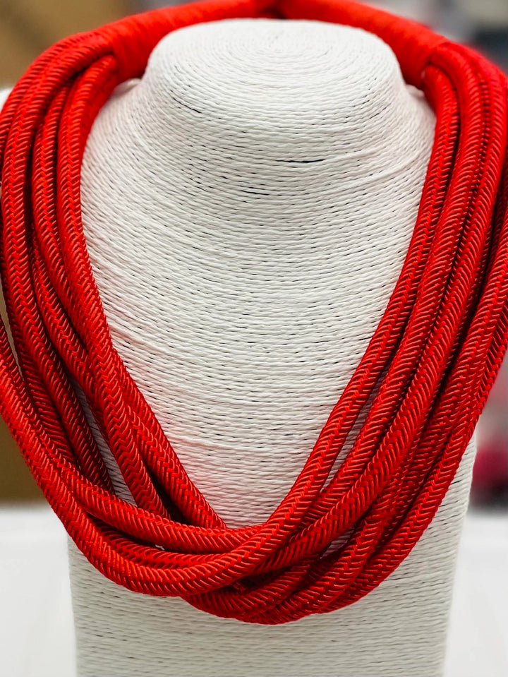 SLUB 8 STRAND NECKLACE-RED