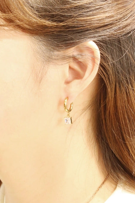 SHAWN GOLD CZ DANGLE EARRINGS