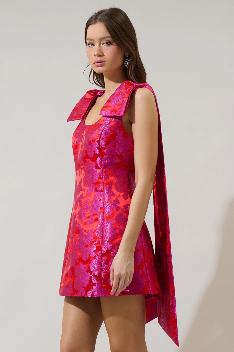 DUSON FLORAL HILL MINI DRESS-PINK/RED