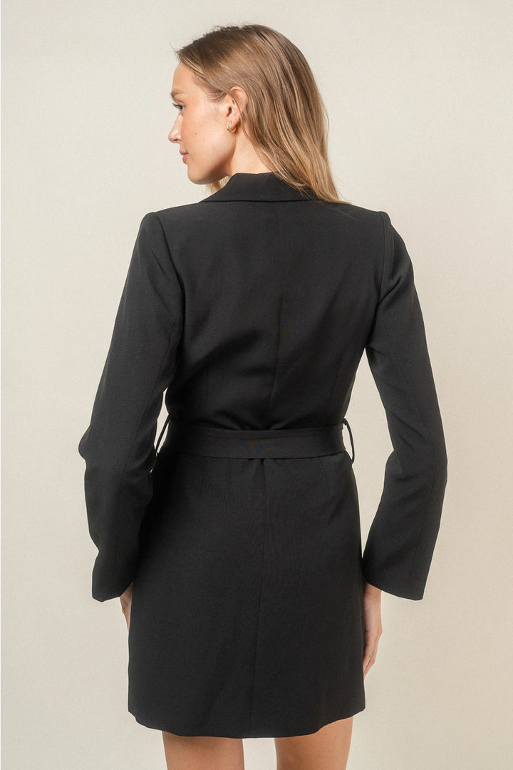 DOUBLE BREASTED BLAZER DRESS-BLACK
