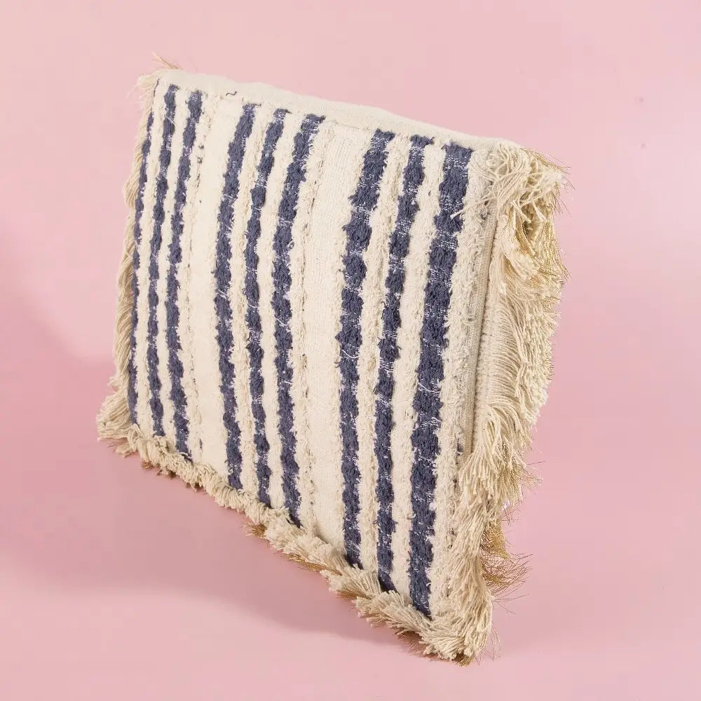 BEADED FRINGE TRIM MANDALA CLUTCH-NAVY/KHAKI