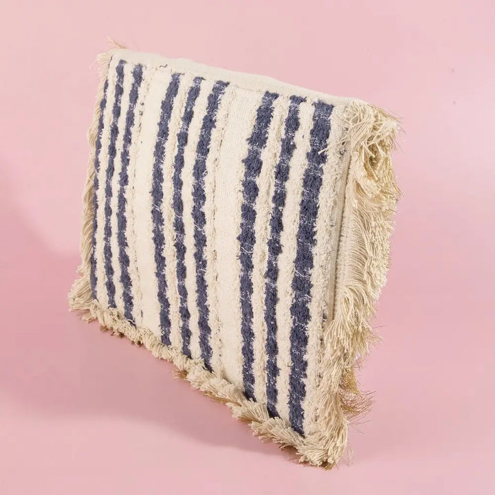 BEADED FRINGE TRIM MANDALA CLUTCH-NAVY/KHAKI