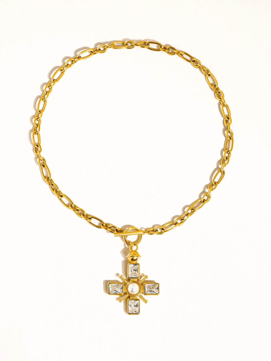 PATRICE 18K GOLD CROSS NECKLACE