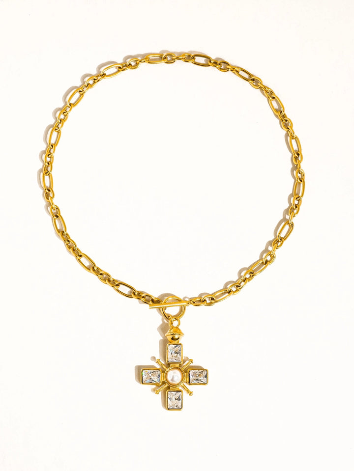 PATRICE 18K GOLD CROSS NECKLACE