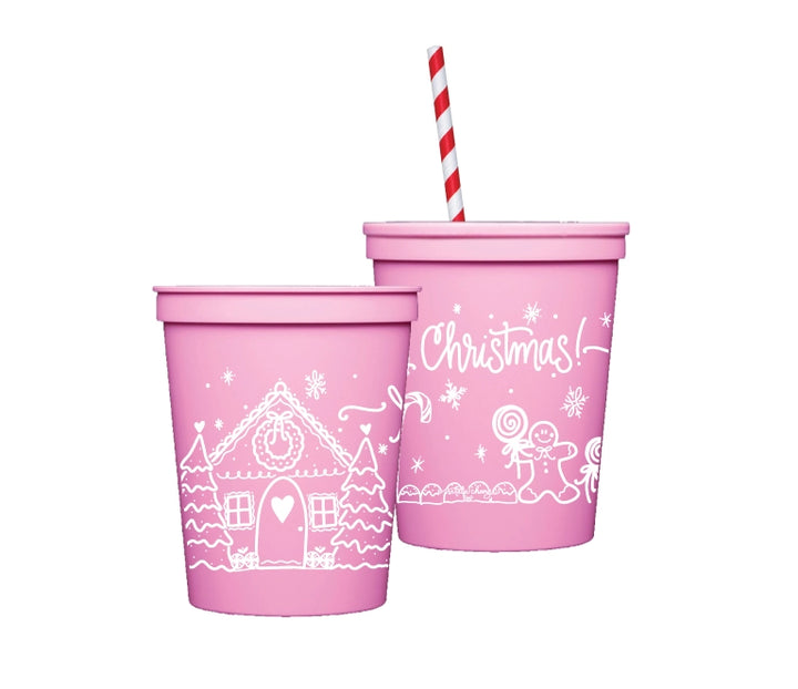 GINGERBREAD CHRISTMAS STADIUM CUPS-PINK