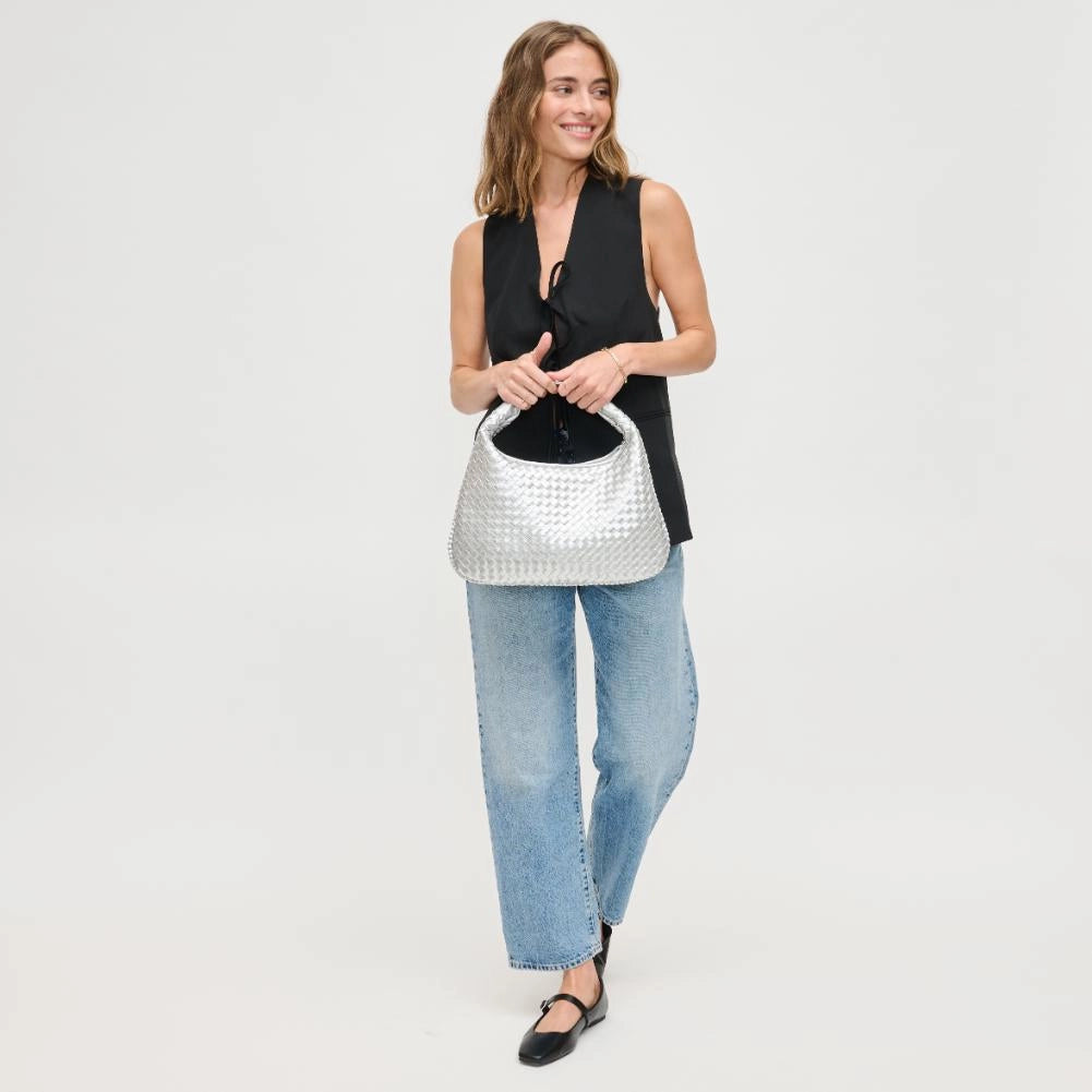 ADELA WOVEN HOBO-SILVER